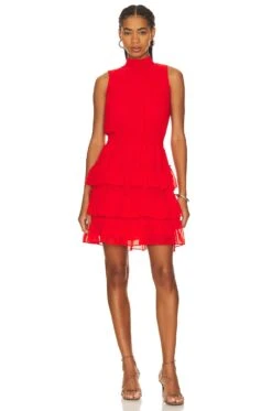 Sleeveless Mock Neck Ruffle Dress Rich Black -Bardot Store 1STR WD245 V1