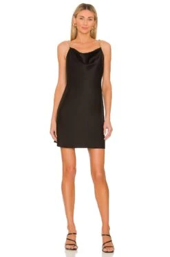 Alice + Olivia Harmony Mini Slip Dress Black