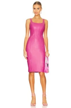 MIDI-KLEID PITTITO Cerise -Bardot Store AMAN WD1651 V1 2