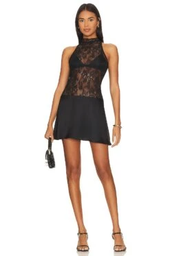 X Revolve Stanford Lace Mini Dress Black