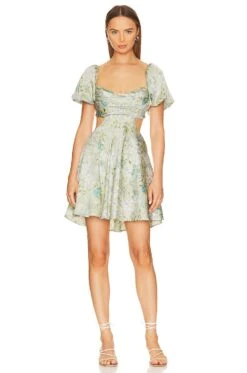Clarita Dress Green & Blue Floral