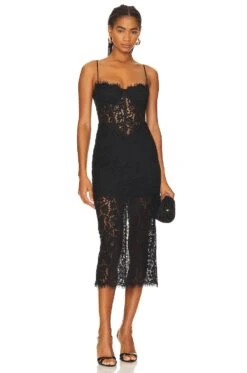 Bardot Olina Corset Midi Dress Black