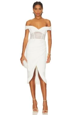 Bardot Novacane Midi Dress Orchid White