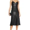 BCBGMAXAZRIA Faux Leather Midi Dress Black
