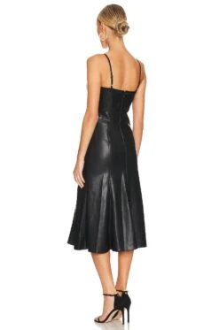 BCBGMAXAZRIA Faux Leather Midi Dress Black -Bardot Store BCB WD893 V3