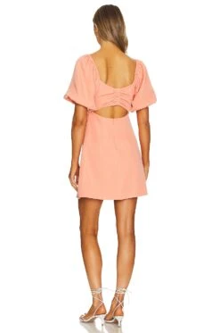 BCBGeneration Puff Sleeve Mini Dress Peach -Bardot Store BGEN WD939 V3