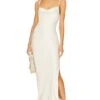 Farah Feather Trim Slip Dress White