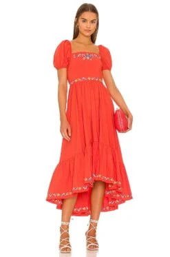 Hayden Dress Red Multi Embroidery
