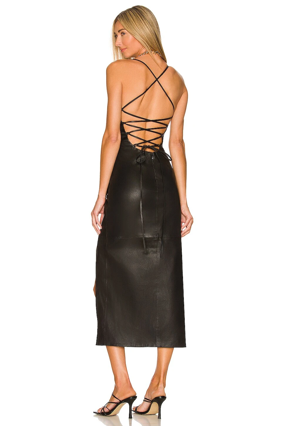Camila Coelho Alexa Leather Midi Dress Black 1 Camila Coelho Alexa Leather Midi Dress Black