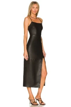 Camila Coelho Alexa Leather Midi Dress Black 5 Camila Coelho Alexa Leather Midi Dress Black -Bardot Store COEL WD192 V3
