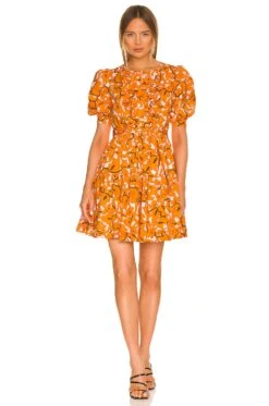DIANE VON FURSTENBERG Roberta Dress Paisley Buds Marigold