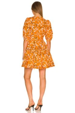 DIANE VON FURSTENBERG Roberta Dress Paisley Buds Marigold -Bardot Store DVF WD429 V3