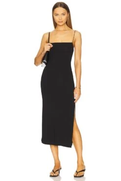 Strappy Side Slit Dress Black