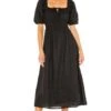 Faithfull The Brand Maurelle Midi Dress Plain Black