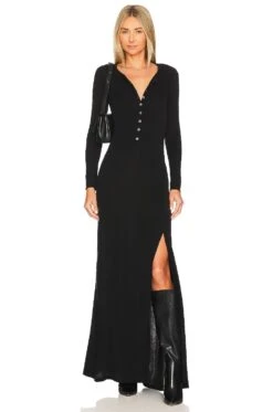 FRAME Henley Maxi Dress Noir