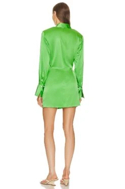 FRAME Strong Shoulder Mini Dress Bright Peridot -Bardot Store FAME WD42 V3