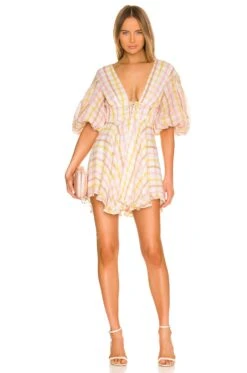 Rue Puff Sleeve Mini Dress Yellow