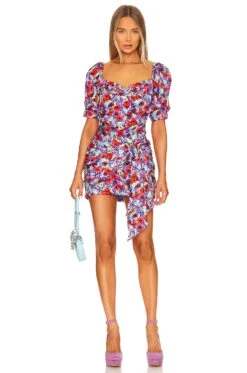 Chiara Puff Sleeve Mini Dress Purple