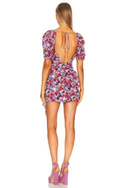 Chiara Puff Sleeve Mini Dress Purple -Bardot Store FORL WD1059 V3