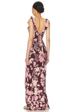 FREE PEOPLE Remind Me Maxi Slip Dress Dark Chocolate -Bardot Store FREE WD2459 V4