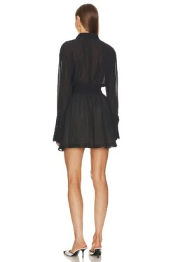 Sheer Mini Shirt Dress Black 7 Sheer Mini Shirt Dress Black -Bardot Store HLSA WD24 V3
