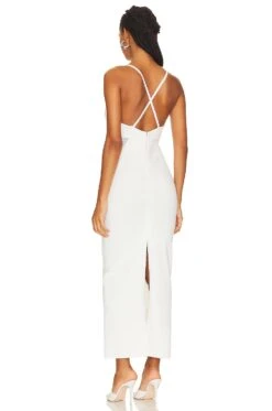 HERVE LEGER Mixed Pointelle Strappy Gown Alabaster -Bardot Store HVLG WD15 V3