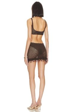 Jaded London Magma Crochet Mini Dress Brown -Bardot Store JLON WD8 V3