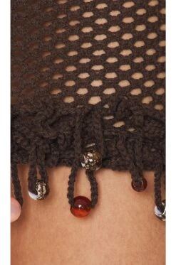 Jaded London Magma Crochet Mini Dress Brown -Bardot Store JLON WD8 V4