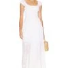 Valerie Smocked Midi Dress White