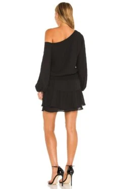 One Shoulder Ruffle Dress Black -Bardot Store KISA WD407 V3