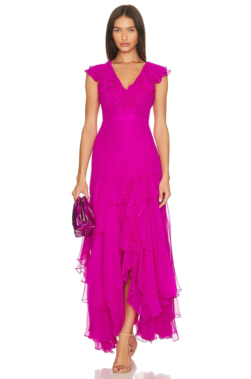LoveShackFancy Tini Gown Flirty Fuschia 1 LoveShackFancy Tini Gown Flirty Fuschia