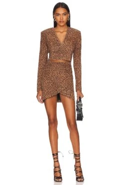 Leather Mini Dress Black & Brown Leopard