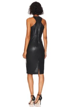 LIKELY Faux Leather Carolyn Midi Dress Black -Bardot Store LIKR WD617 V3