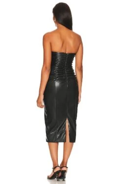 Faux Leather Spencer Midi Dress Black -Bardot Store LOVF WD3513 V3