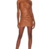 Faux Leather Nikki Mini Dress Camel