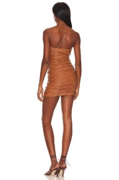Faux Leather Nikki Mini Dress Camel -Bardot Store LOVF WD3514 V3