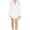 Norma Kamali Oversized Shirted Bottom Mini Dress Snow White
