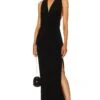 Norma Kamali Halter Neeta Side Slit Gown Black