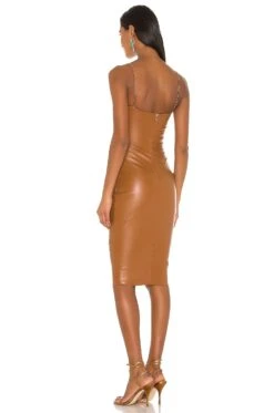 Posse X REVOLVE Faux Leather Midi Dress Brown 5 Posse X REVOLVE Faux Leather Midi Dress Brown -Bardot Store NKIE WD414 V3