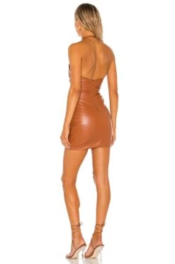 X REVOLVE Barbella Mini Dress Tan -Bardot Store NKIE WD481 V3