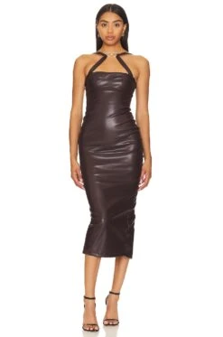 Drama Midi Dress Chocolate