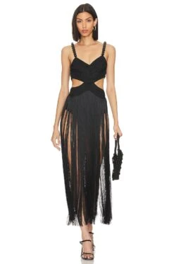 Fringe Beach Dress Black -Bardot Store PBTO WD223 V4