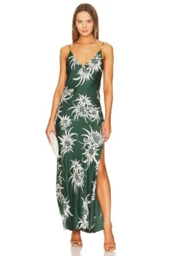 Rag & Bone Larissa Silk Slip Dress Green Multi