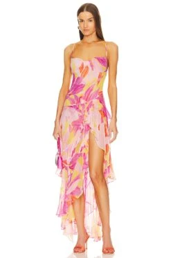Fatima Silk Dress Botanical Floral