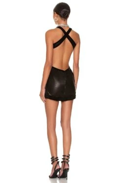 Open Seam Amfar Mini Dress Black Leather 5 Open Seam Amfar Mini Dress Black Leather -Bardot Store SAMR WD10 V3