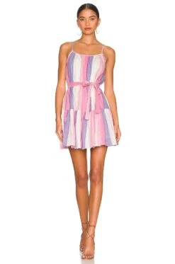 Clea Mini Dress Mix Pink Stripes & Sequins