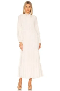 See By Chloé Ruffled Tiered Maci Dress Soft Ivory -Bardot Store SEEB WD111 V2