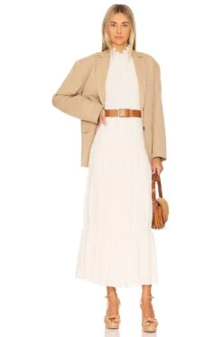 See By Chloé Ruffled Tiered Maci Dress Soft Ivory -Bardot Store SEEB WD111 V5