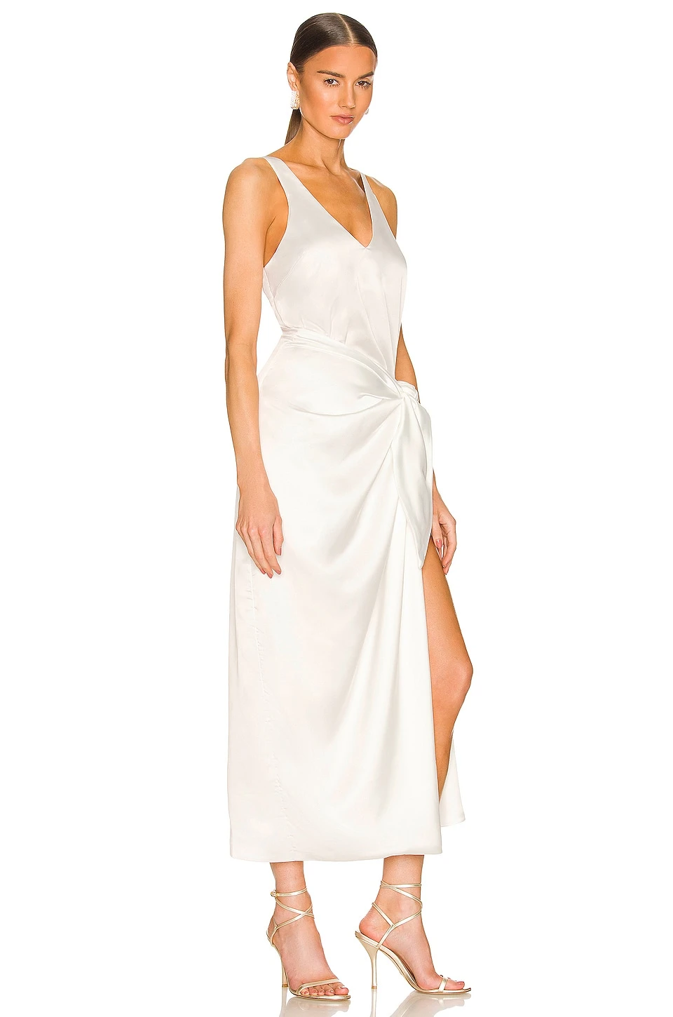 Show Me Your Mumu Hampton Wrap Dress Ivory Luxe Satin 2 Show Me Your Mumu Hampton Wrap Dress Ivory Luxe Satin - Image 2