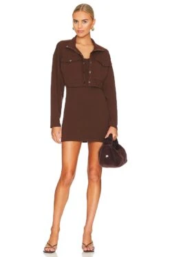 Steve Madden Becca Mini Dress And Jacket Set Chicory Coffee